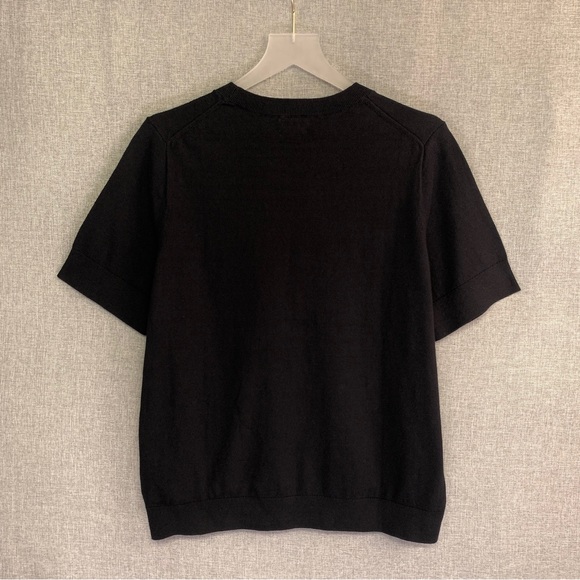 J CREW Cashmere Cotton Blend Short Sleeve Sweater XL Black - Picture 3 of 5